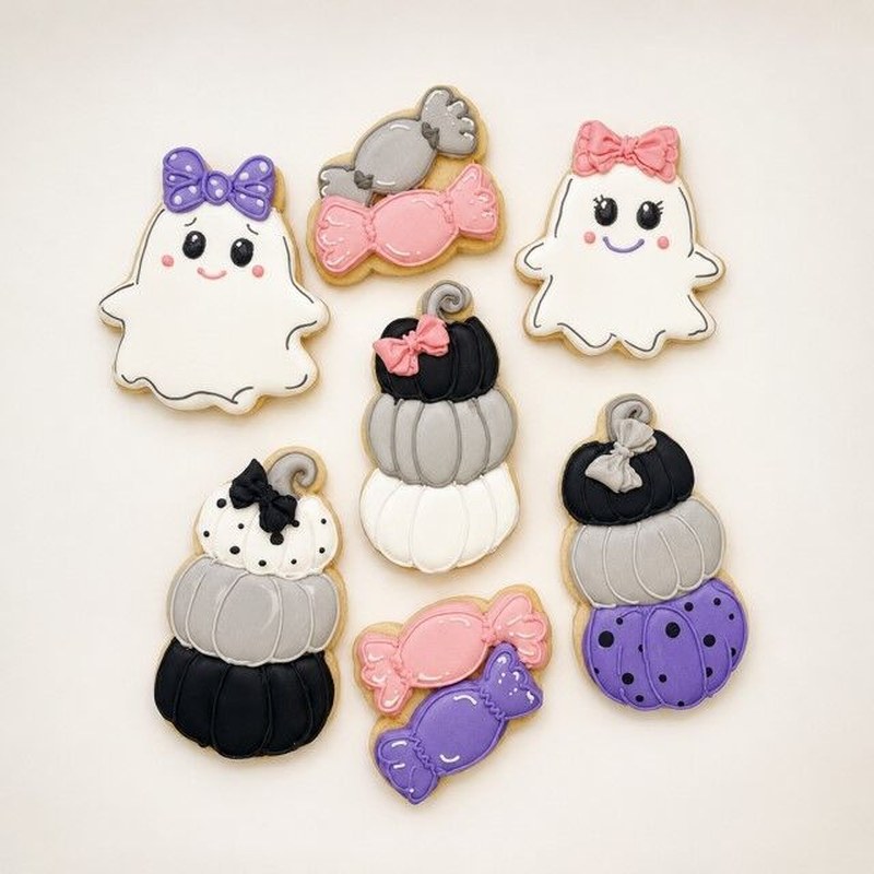 Boos and Bows (royal icing cookies)
